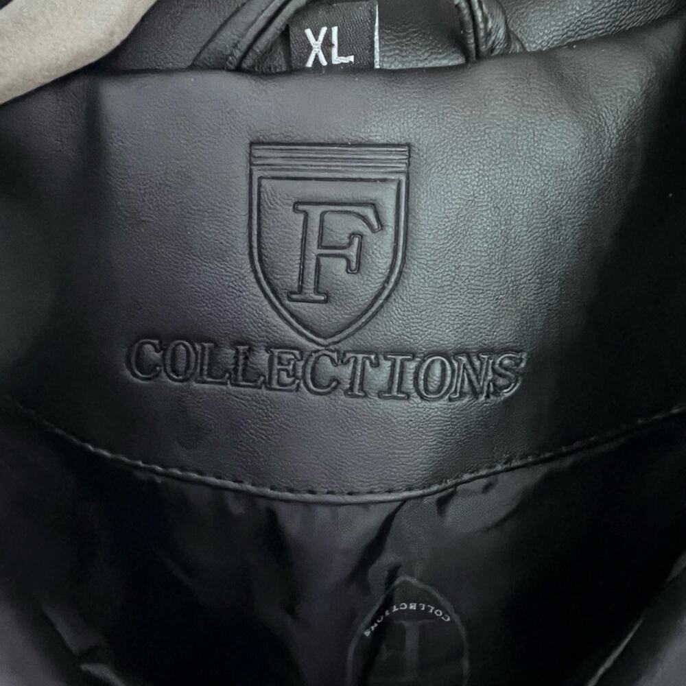 NWT F - COLLECTION black faux leather men's jacket ITALY XL / US L - Picture 6 of 12